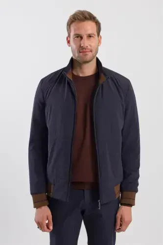 Lacivert Comfort Fit Dik Yaka Mont 