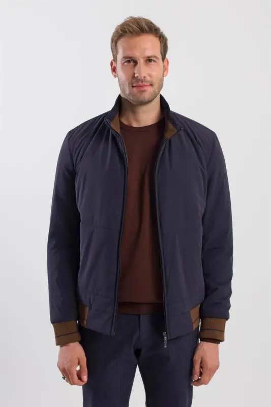 Lacivert Comfort Fit Dik Yaka Mont - JAKAMEN