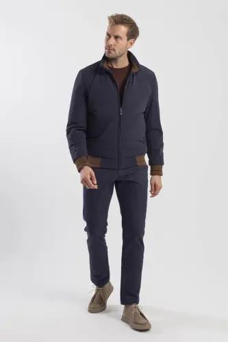 Lacivert Comfort Fit Dik Yaka Mont - JAKAMEN (1)