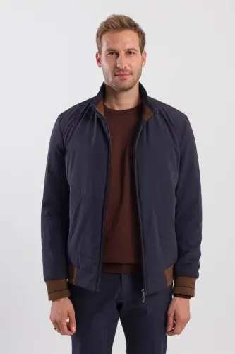 Lacivert Comfort Fit Dik Yaka Mont - 1