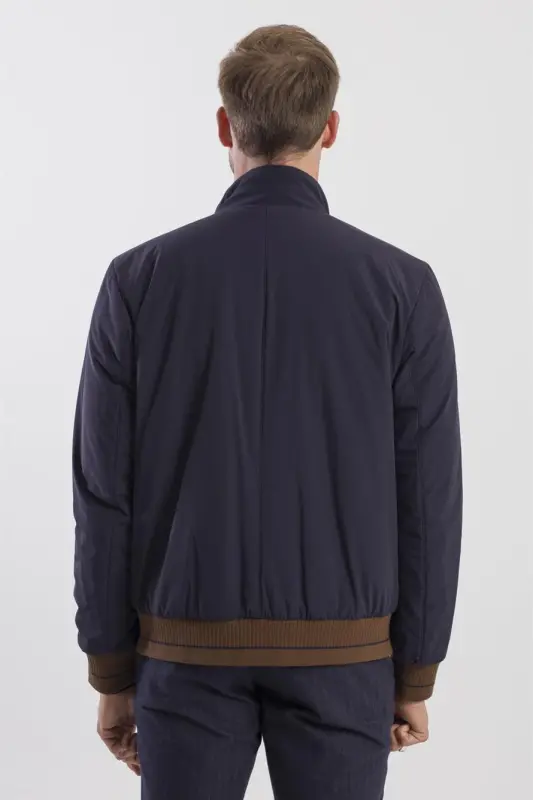 Lacivert Comfort Fit Dik Yaka Mont - 4