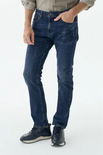 Lacivert Comfort Fit Jeans Kot Pantolon - 1