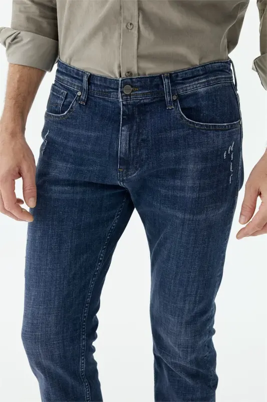 Lacivert Comfort Fit Jeans Kot Pantolon - 2