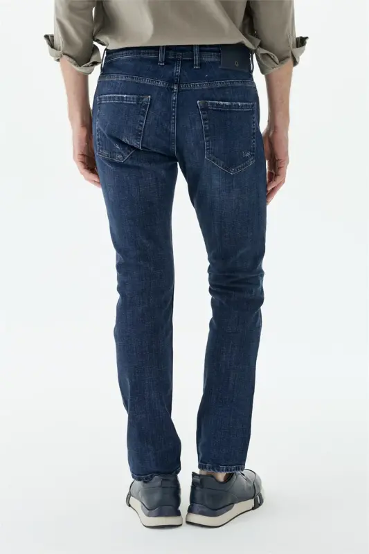 Lacivert Comfort Fit Jeans Kot Pantolon - 4