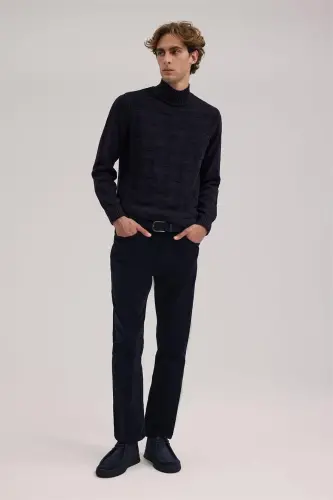 Lacivert Comfort Fit Kadife Spor Pantolon - JAKAMEN (1)