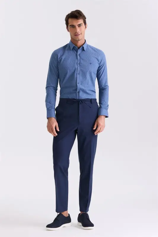 Lacivert Comfort Fit Lastikli Spor Pantolon - 2