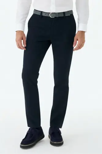 Lacivert Comfort Fit Pamuklu Kanvas Pantolon - Jakamen (1)