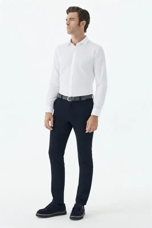 Lacivert Comfort Fit Pamuklu Kanvas Pantolon - Jakamen