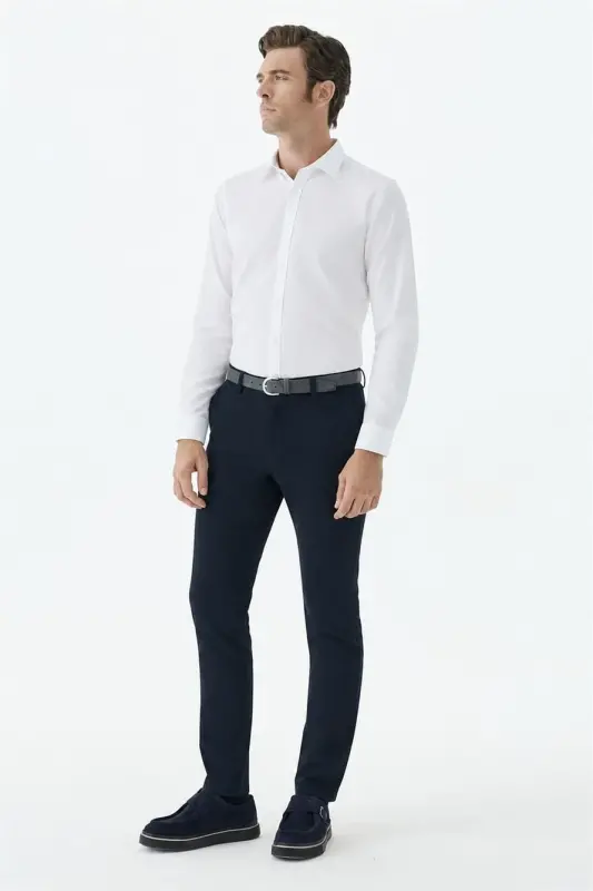 Lacivert Comfort Fit Pamuklu Kanvas Pantolon - 1