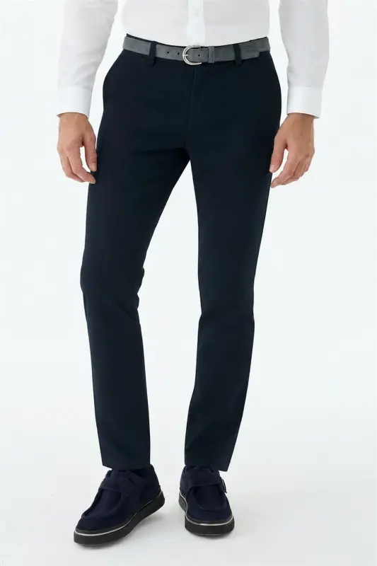 Lacivert Comfort Fit Pamuklu Kanvas Pantolon - 2