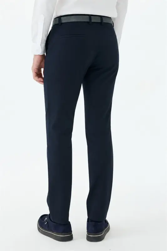 Lacivert Comfort Fit Pamuklu Kanvas Pantolon - 4