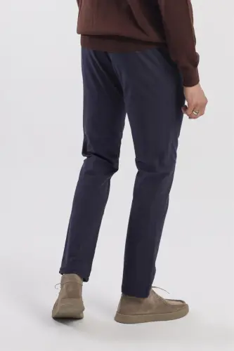 Lacivert Comfort Fit Pamuklu Yan Cep Pantolon - 4