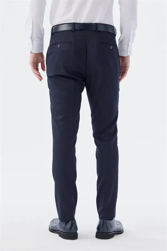 Lacivert Comfort Fit Yan Cep Pantolon - 4