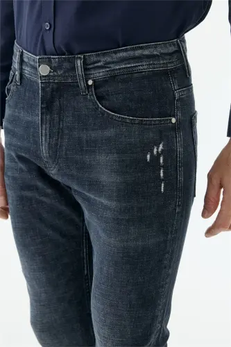 Lacivert Comfort Fit Yıkamalı Jeans Kot Pantolon - 3