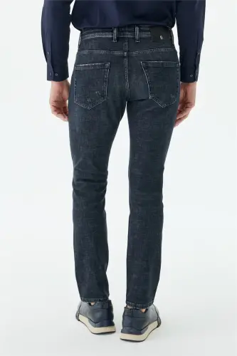 Lacivert Comfort Fit Yıkamalı Jeans Kot Pantolon - 4