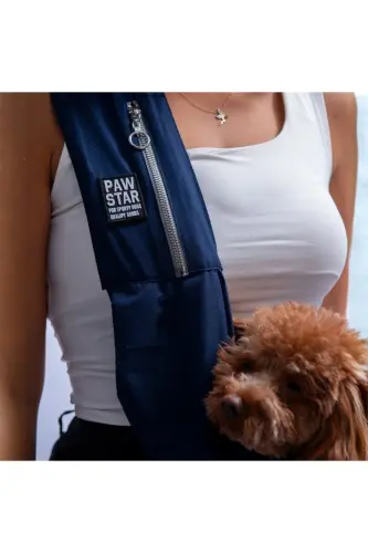 Lacivert Crossbody Çanta Kedi Köpek Taşıma Çantası - Lacivert - Pawstar (1)