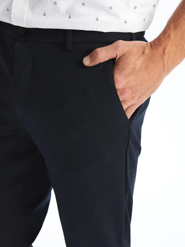 Lacivert Dar Kalıp Erkek Chino Pantolon-Lacivert - 2