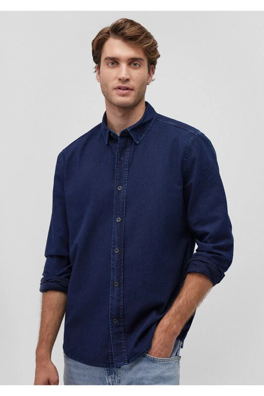 Lacivert Denim Ko'ylak Slim Fit / Tor Kiyim 0211129 - 1