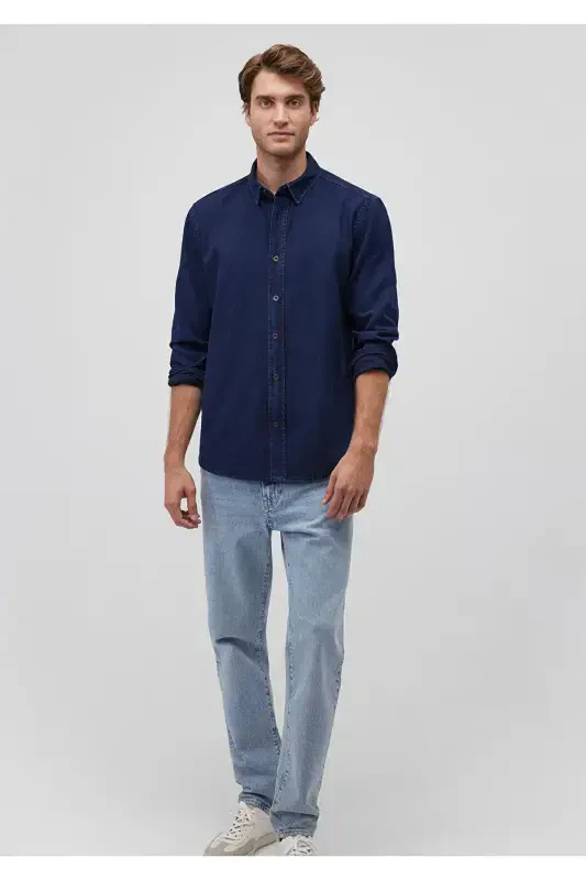 Lacivert Denim Ko'ylak Slim Fit / Tor Kiyim 0211129 - 2