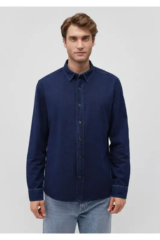 Lacivert Denim Ko'ylak Slim Fit / Tor Kiyim 0211129 - 3