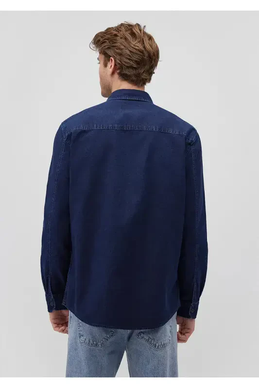 Lacivert Denim Ko'ylak Slim Fit / Tor Kiyim 0211129 - 4