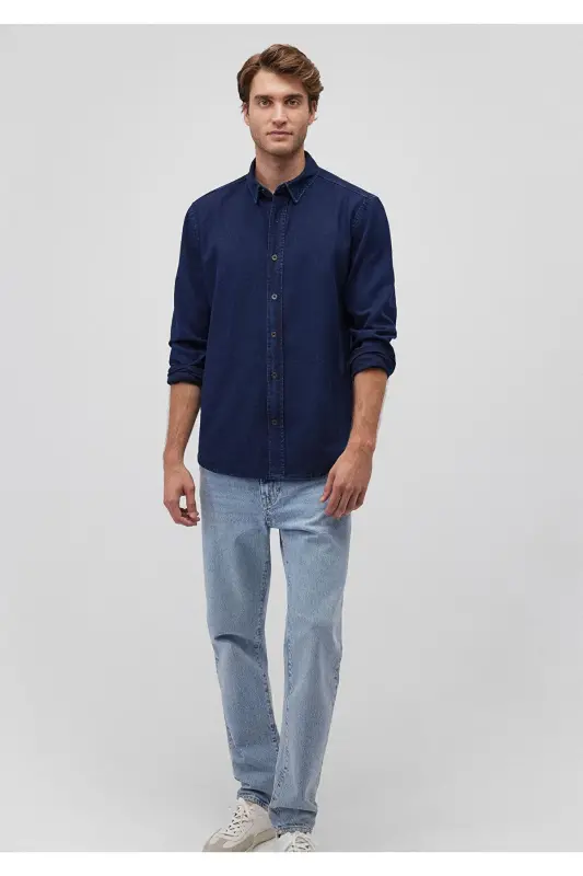 Lacivert Denim Ko'ylak Slim Fit / Tor Kiyim 0211129 - 2