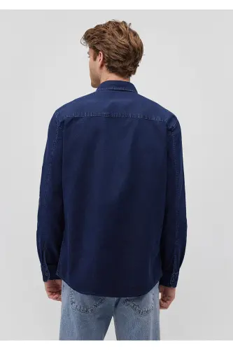 Lacivert Denim Ko'ylak Slim Fit / Tor Kiyim 0211129 - 4