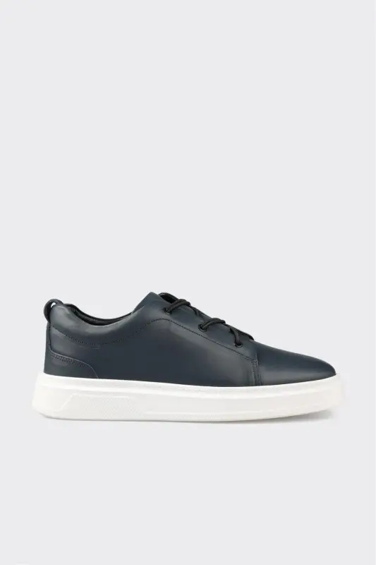 Lacivert Deri Erkek Günlük Ayakkabı - Lacivert - ELLE SHOES