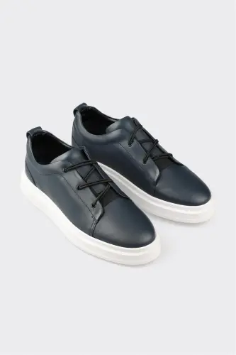 Lacivert Deri Erkek Günlük Ayakkabı - Lacivert - ELLE SHOES (1)