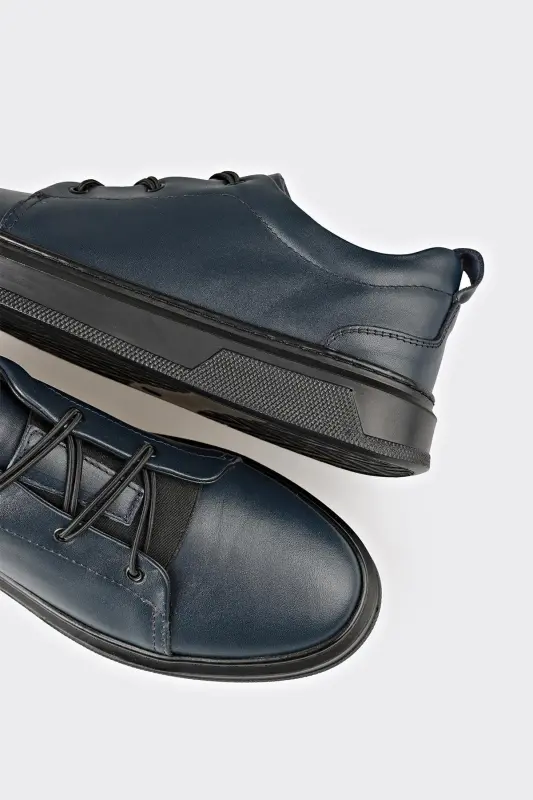 Lacivert Deri Erkek Günlük Ayakkabı - Lacivert - 1