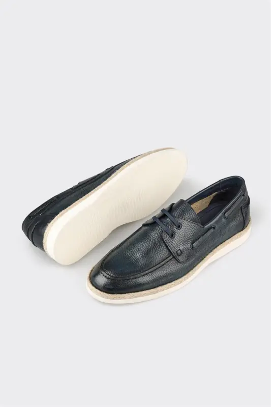 Lacivert Deri Erkek Günlük Ayakkabı - Lacivert - ELLE SHOES