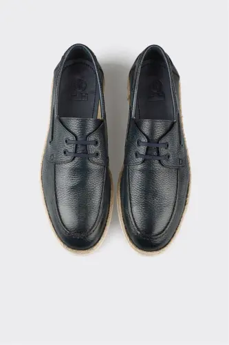Lacivert Deri Erkek Günlük Ayakkabı - Lacivert - ELLE SHOES (1)