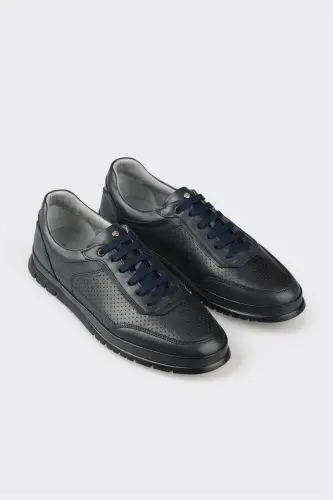 Lacivert Deri Erkek Günlük Ayakkabı - Lacivert - ELLE SHOES (1)