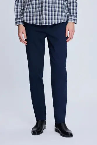 Lacivert Dinamik Fit Desenli Yandan Cepli Casual Jogger Pantolon - Lacivert 