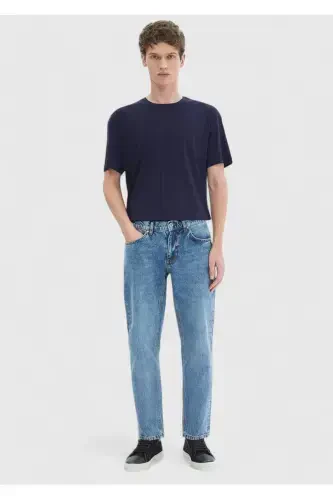 Lacivert Düz Bisiklet Yaka T-Shirt - RAMSEY (1)