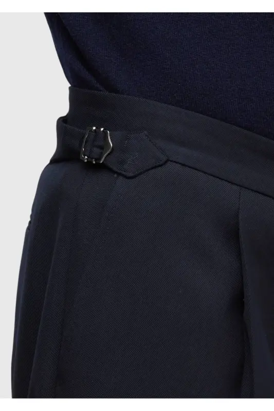 Lacivert Düz Casual Fit %100 Yün Takım Elbise - 7