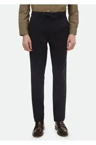 Lacivert Düz Dokuma Jogging Fit Casual Pantolon - RAMSEY (1)