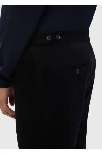 Lacivert Düz Dokuma Regular Fit Casual %100 Pamuk Pantolon - 5