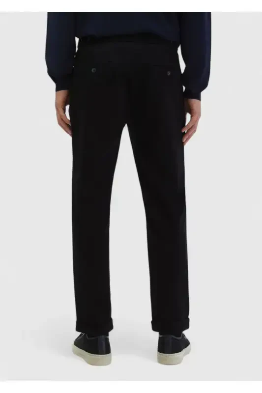 Lacivert Düz Dokuma Regular Fit Casual %100 Pamuk Pantolon - 6