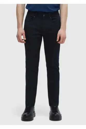 Lacivert Düz Dokuma Slim Fit Casual Pamuk Karışımlı Pantolon - RAMSEY (1)