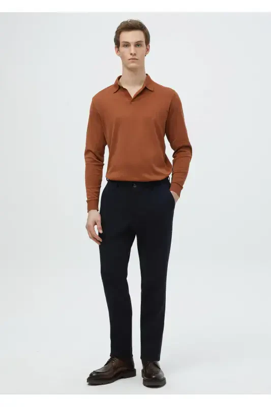 Lacivert Düz Örme Jogging Fit Casual Pantolon - RAMSEY