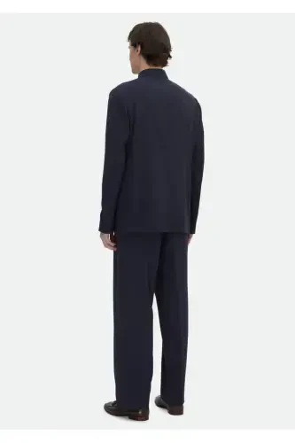 Lacivert Düz Casual Fit Yün Karışımlı Takım Elbise - 6