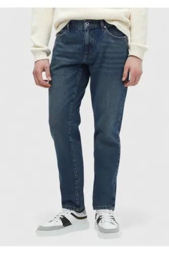 Lacivert Düz Regular Fit Denim %100 Pamuk Pantolon - RAMSEY (1)