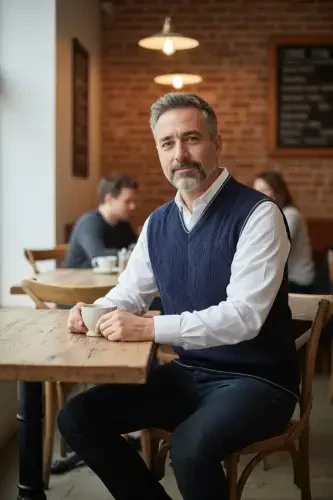 Lacivert erkaklar V yoqali triko o'rnali tuklanmaydigan sviter regular fit soch o'rnali naqshli-lacivert - 5