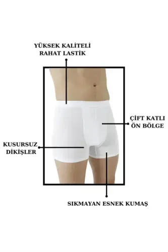Lacivert Erkek Boxer 10'lu Paket Pamuklu Esnek Kumaş - 3