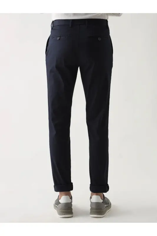 Lacivert Erkek Düz Casual Pantolon - LACİVERT - 5