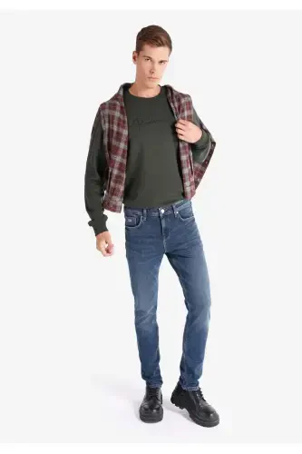 Straight Fit Düşük Bel Düz Paça Erkek Lacivert Jean Pantolon - 3