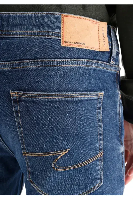 Straight Fit Düşük Bel Düz Paça Erkek Lacivert Jean Pantolon - 6