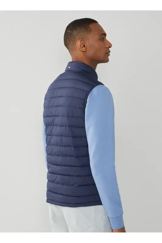 Lacivert Erkek Dik Yaka Slim Fit Puffer Yelek Modazone403089 - Lacivert - 3