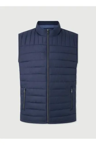 Lacivert Erkek Dik Yaka Slim Fit Puffer Yelek Modazone403089 - Lacivert - 6